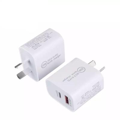 China AU Plug 25W Palladium Wall Charger Dual 20W Dual USB USB Type C Adapter Charger For Australia Plug New Zealand Plug Charger for sale