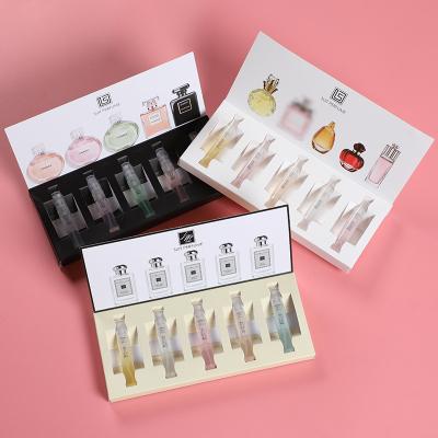 China Brands Logo Fold Card Perfume Oil Recyclable Sample Sprayer Packaging OEM Perfume Bottle Box Gift Set for sale