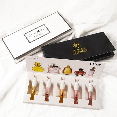 China Handmade Custom Promotional Cosmetic Paper Storage 5 Piece Mini Perfume Sample Bottle Cardboard Packaging Boxes for sale