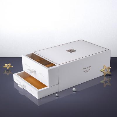 China 2 Layers Handmade Paper Gift Box Credit Card Material White Drawer Form Luxury Cosmetic Boxcustom Design for sale