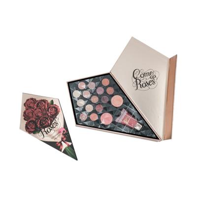 China Handmade Flower Bouquet Make Up Empty Paper Eyeshadow Packaging Box For Make Up Eyeshadow Palette for sale