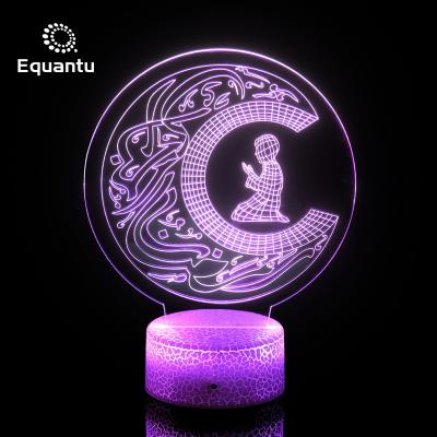 China Modern Portable Islamic Gift LED Night Light Touch Lamp Wireless Visual 3D Led Night Light for sale