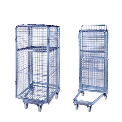 China Cargo Warehouse Storage Metal Wire Mesh Warehouse Customized Safety Collapsible Roll Cage Containers for sale