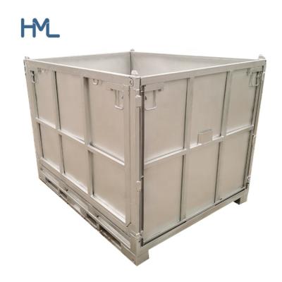 China 1 ton metal steel folding galvanized cargo box pallet box warehousing and logistics for storing rubber for sale