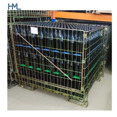 China HML High Quality Galvanized Collapsible Portable Warehouse Storage Wire Mesh Wine Cage for sale