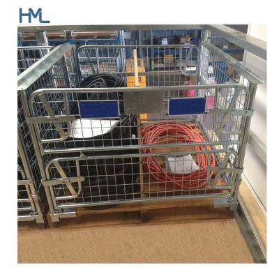 China Industrial Heavy Duty Folding Stackable Welded Steel Australia Standard Fabricated Wire Mesh Pallet Cages for sale