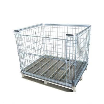 China Warehouse Collapsible High Quality Industry Storage Foldable E-commerce Wire Mesh Pallet Cage for sale