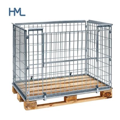 China Foldable Customized Powder Coating Galvanized Stackable Steel Wire Mesh Metal Cage Pallet for sale