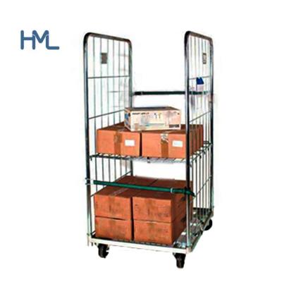 China Warehouse Customized Warehouse Metal Galvanized Mild Steel Logistic Wire Mesh Stackable Roll Container for sale