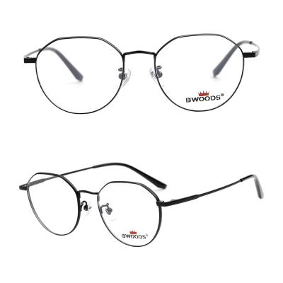 China BW1016T Titanium High Quality Black Round Angular Ultralight Titanium Eyeglass Frame for sale