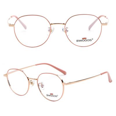 China BW1018T China Titanium Fashionable Round Metal Titanium Rose Gold Eyeglass Frames for sale