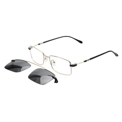 China Clip On Glass Rectangle Metal Frame Magnetic Removable Eyewear DC3043 for sale