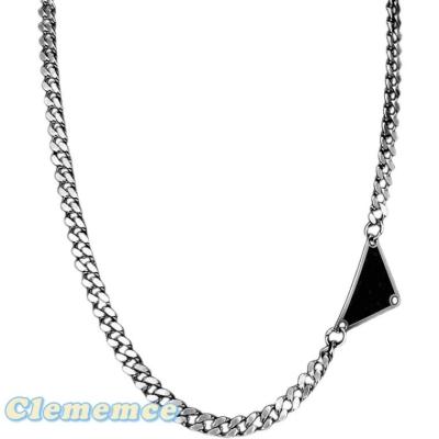 China Luxury Triangle Metal heart clavicle chain pendant necklace punk gothic designer titanium steel embossed letters Y2K accessories for sale