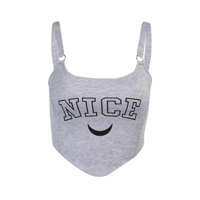 China Nice Viable Letter Prints Sleeveless Top Custom Logo And Slim Girls Hot Summer Camisole Colors for sale