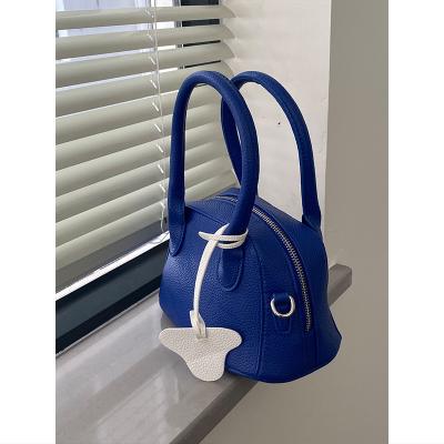 China Fashion Small Pattern Blue Portable Shell Soft Shoulder Niche Design Lychee Bag Messenger Bag for sale