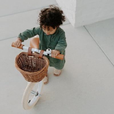 China Light Brown INS Rattan Basket Children's Handmade Retro Rattan Balance Bike Basket Kids 14 Inch 16 Inch Bicycle for sale