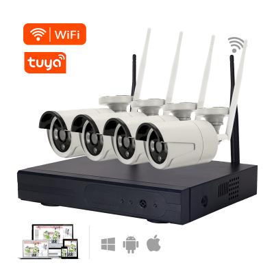 China Motion detection HD 2MP 4ch AI smart tuya wifi nvr kit 1080P IP PoE cctv set 4 cameras surveillance security camera outdoor home wireless system for sale