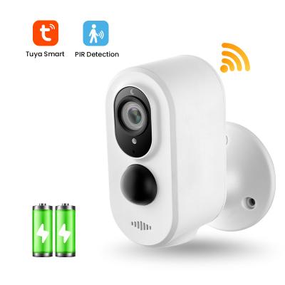 China Tuya CCTV battery wifi smart camera mini bass battery motion sensor PIR motion detection camera 1080P wireless alarm two way audio push for sale