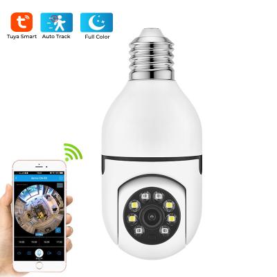 China Human motion tracking 360 full color wireless remote control auto tracking bulb camera 1080p night vision lamp bulb PTZ 5G wifi bulb camera for sale