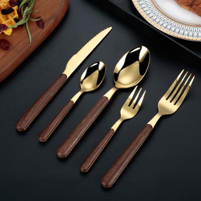 China Wholesale Metal High Quality Gold Stocked Reusable Travel Flatware Set Cheap Sale for sale