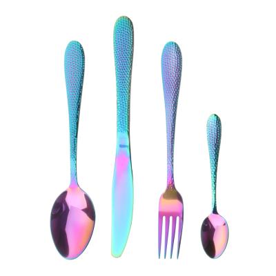 China Stocked Best Selling 4 Pcs Food Grade Stainless Steel Gold Flatware Sets Case Hotel for sale