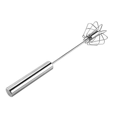 China 2021 New Stocked Rotate Hand Press Egg Beater for Household Food Mixer Stainless Steel Milk Foamer Egg Beater Egg Cooking and Food Cooking for sale