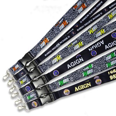 China Bulk Custom Brand Logo Sublimation Silkscreen Printing Double Sided Lanyards For ID Card Holder Polyester Lanyard Camera Neck Strap for sale