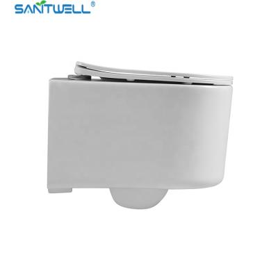 China White Toilet Bowl Wall Mounted Cistern Bathroom WC Hidden Around Ceramic Wall Mounted Toilet for sale