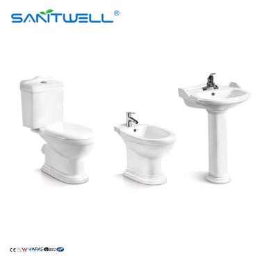 China Double-Flow Popular Cheap Price Ceramic Bathroom Basin And Toilet Set Unit For Homes And Hotels for sale