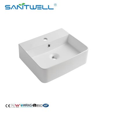 China Modern Bathroom Ceramic Self Cleaning Sink Above Counter Wash Basins for sale