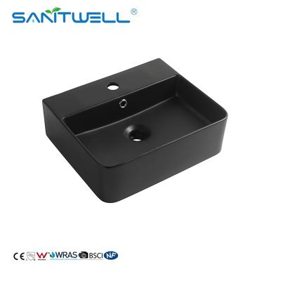 China Eco - Friendly Easy Clean Gloss Modern Rectangular Ceramic Vanity Wall Hung Basin for sale