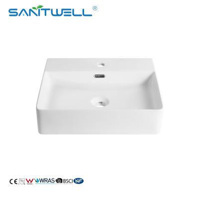 China Modern Design Luxury Household Porcelain Bathroom Smooth Hot Selling White Wall Hung Basin for sale