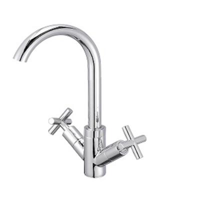 China Modern Double Handle Deck Mounted Cross Bathroom Sink Water Taps Kitchen Sink Faucet Mixer for sale