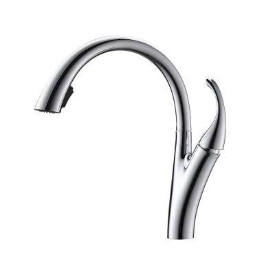 China Pull Out Spray Pull Out Goose Neck Kitchen Mixer Tap Copper Pull Down Swan Sink Kitchen Faucets for sale