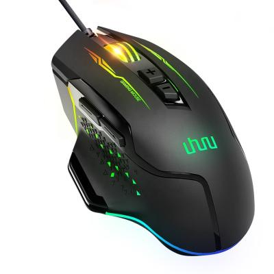 China UHURU WM-07L Hot Selling Gaming Computer Wired Mouse Up To 12800 DPI For Windows PC Laptop Gamers RGB Gaming Mouse for sale