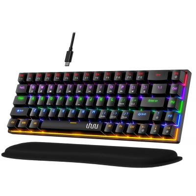 China Palmrest ABS Uhuru Detachable PC Wired Gaming Mouse and Keyboard 68 Keys Backlit Illuminate RGB Led Mechanical Gaming Keyboard for sale