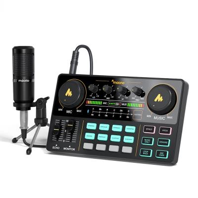 China Eight Built-in Special Audio Effects Audio Interface Equipment Package Mixer Podcast Professional Podcast Sound Card MAONO For Studio Music Production Sound Card for sale