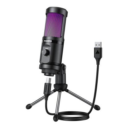 China Professional Condenser Mic Live Studio Gaming USB Microphone MAONO RGB Microphone USB Podcast Microphone YouTube Recording Desktop Microphones for sale