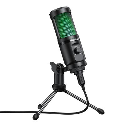 China Professional USB Microphone MAONO USB Gaming Microphone With RGB Light Condenser Recording Microphones for sale