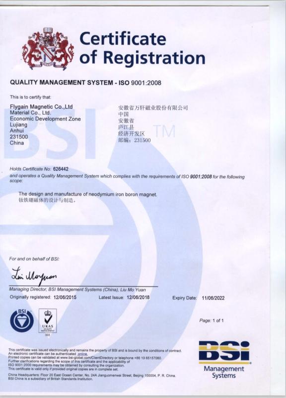 ISO9001 - Flygain Magnetic Co., Ltd.