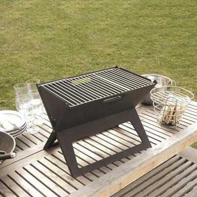 China Hot Selling Easily Assembled Outdoor Camping Black X Shape Portable Charcoal Table Folding Barbecue Grill for sale