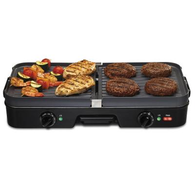 China Easily Assembled Electric Griddle Grill Mini Burger Contact Cast Iron Table Top OEM/ODM Smoker Portable Indoor Smokeless Foldable Flat BBQ Grill for sale