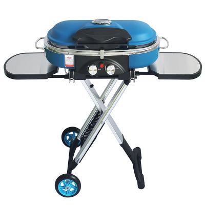 China Hot Sale Outdoor Portable Adjustable Windproof Detachable Detachable Grill Easily Assembled Trolley Cart Propane Camping Gas BBQ Grill for sale