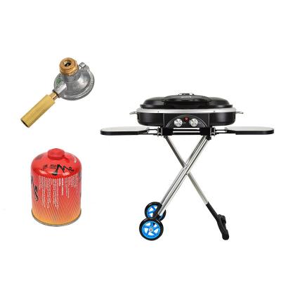 China Easily Assembled Outdoor Camping Portable Smokeless Mobile BBQ Grill Adjustable Cart Foldable Butane Smoker Gas BBQ Grill Factory Made for sale