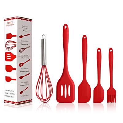 China High Quality 6pcs Stocked Set Leakable Spatula Scraper Egg Beater Brushes Non Stick Silicone Kitchen Heat Resistant Cookware Sets for sale