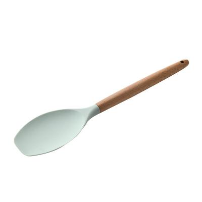 China Kitchen Accessories Dustproof Silicone Cooking Set With Wooden Handle Including Cooking Spoon for sale