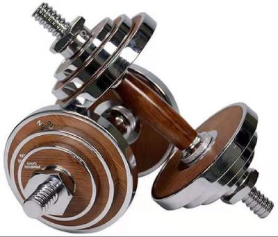 China PROIRON Durable Adjustable Dumbbell Set Weightlifting Walnut Wooden 20kg Custom Steel Durable Customized Logo for sale