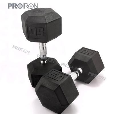 China Home Use And Gym 50lb Rubber Dumbbell For Wightlifting for sale