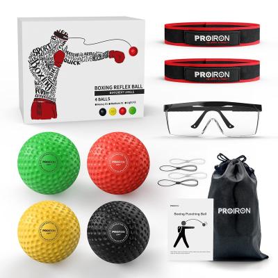 China Wholesale PU Boxing Reflex Ball Four Ball Set React Head Ball With Headband Speed ​​Sports Training Punching Glass Fight for sale