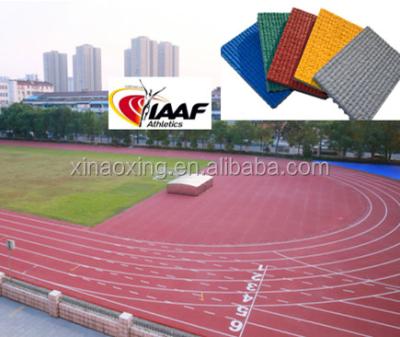 China Glue water is needed Huadongtrack, 2014 Incheon Asia game supplier, prefab rubber running track, rubber flooring for running track for sale